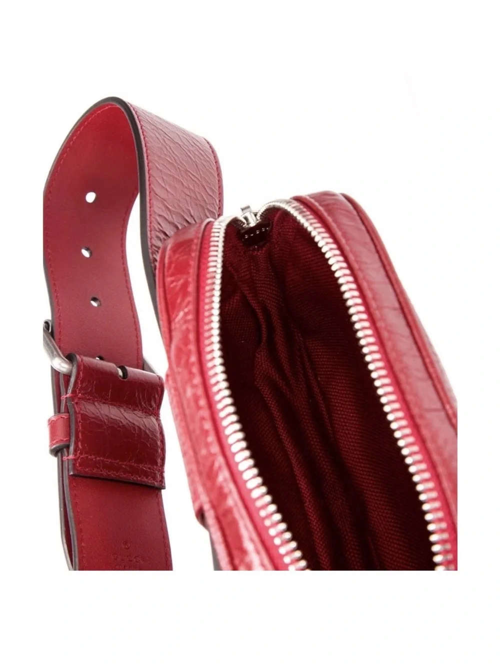Gucci Morpheus Red Crackle Leather mini belt bag
